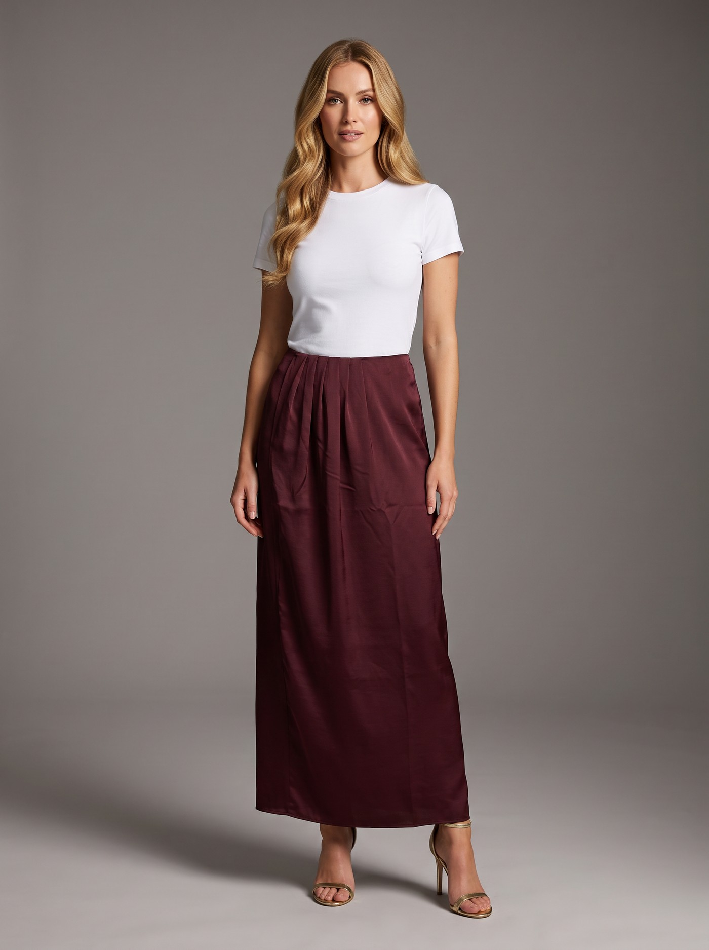 SATIN WRAP MAXI SKIRT
